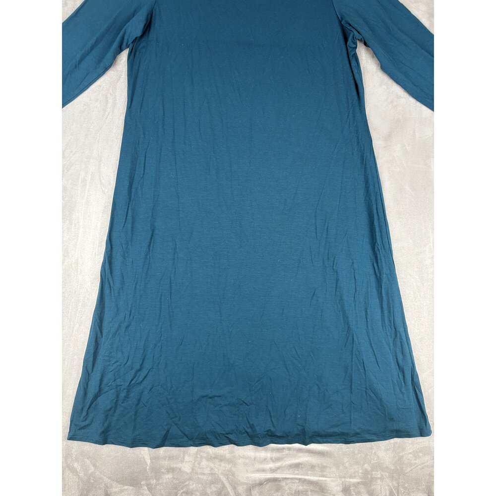 Eileen Fisher Long-Sleeve A-Line Dress Size L Teal - Picture 7 of 10